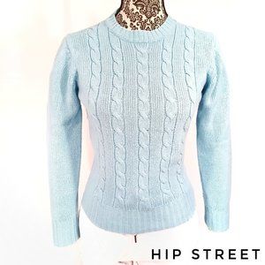 GOTHAM 80's Vintage Cable Knit Preppy Jewel Neck Pull Over Sweater M